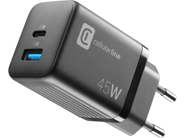 Cargador - Cellular Line ACHUSBGAN2PD45WK, USB - C, Universal, Negro