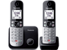 Teléfono - Panasonic KX-TG6852SP, Dúo, Inalámbrico, Identificación de llamadas, No molestar, Negro + Base