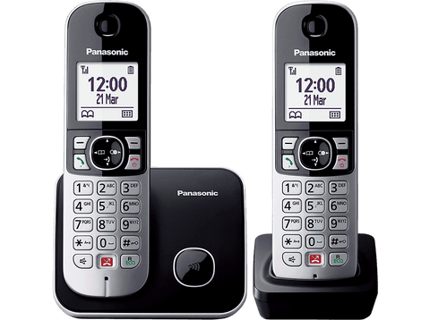 Teléfono - Panasonic KX-TG6852SP, Dúo, Inalámbrico, Identificación de llamadas, No molestar, Negro + Base