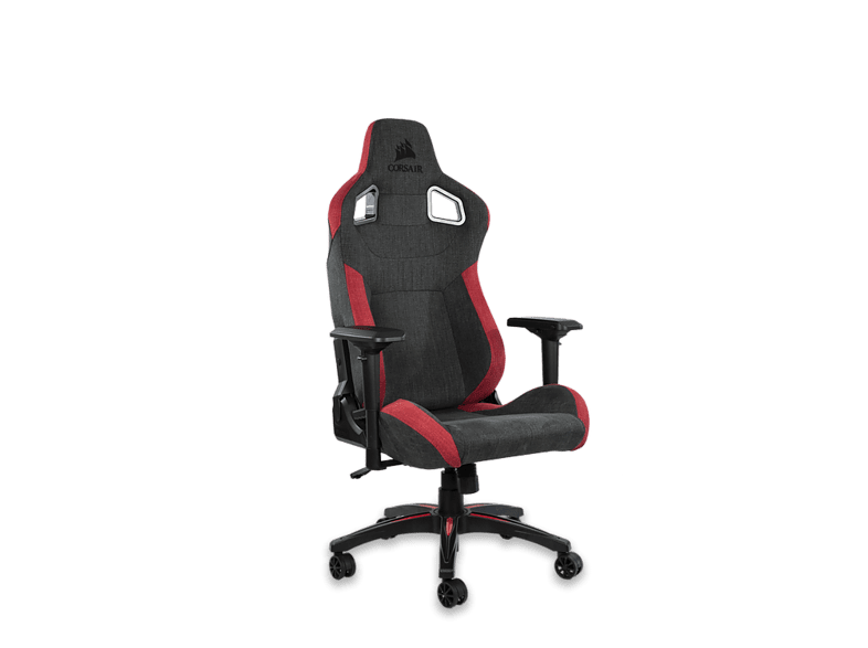 Silla gaming - Corsair T3 RUSH, 4D, Ergonómico, Altura regulable, Reposabrazos, 140 kg, Negro/Rojo