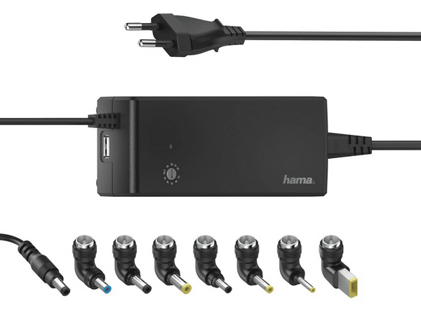 Cargador para portátil - Hama Universal Notebook Power Supply Unit, Para portátiles, 90 W, 8 conectores, Negro