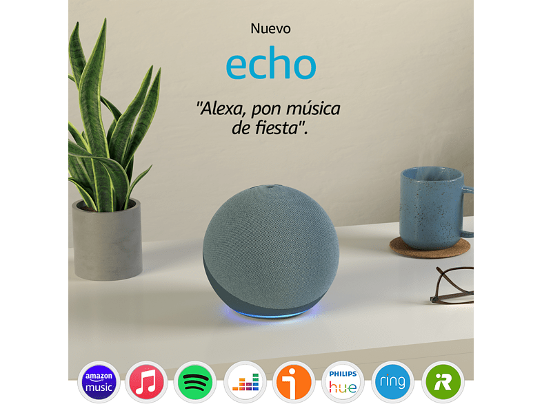 Altavoz inteligente con Alexa - Amazon Echo (4ª Gen), Controlador de Hogar, Azul grisáceo