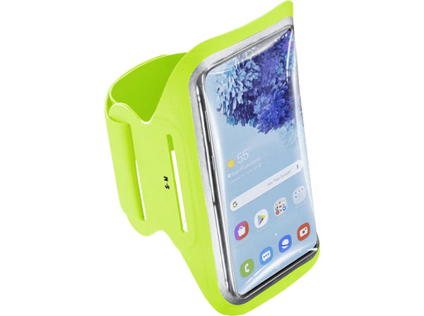 Brazalete para móvil - CellularLine ARMBANDFIT55L, Universal, Microfibra suave, Lima