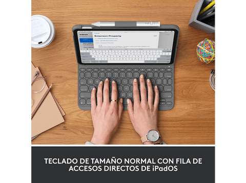 Funda con teclado - Logitech Slim Folio, para iPad (10.ª generación), Bluetooth, Resistente a golpes