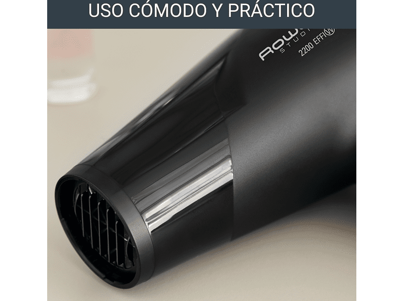 Secador -  Rowenta Studio Dry CV5803F0, 2100 W, Motor DC, 2 velocidades, 3 temperaturas, Función Thermo Control, Negro y fucsia
