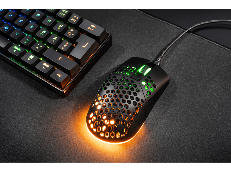 Ratón gaming - ISY IGM 5000-BK Ultralight Wireless RGB Gaming, Inalámbrico, Scroll, Negro