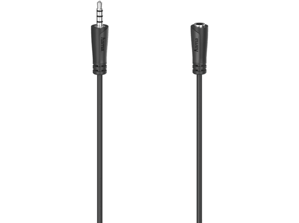 Cable audio - Hama Headset Extension, Jack 3.5 mm, 4 pin, Negro