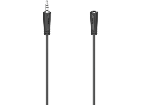 Cable audio - Hama Headset Extension, Jack 3.5 mm, 4 pin, Negro