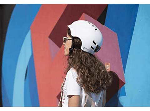 Casco - Youin LED, Para patinete eléctrico o bicicleta, Talla M, LED Frontal y trasero, Blanco