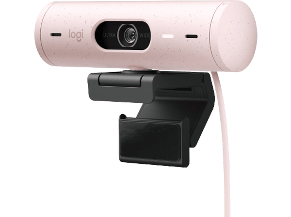 Webcam - Logitech Brio 500, Full HD 1080p, Enfoque automático, Micrófono con reducción de ruido, Rosa