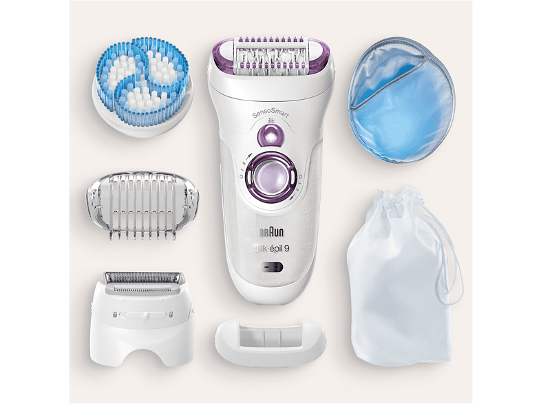 Depiladora - Braun Silk-épil 9-735, Depiladora de arranque, Rasura y exfolia, SensoSmart, 4 Accesorios, Wet&Dry