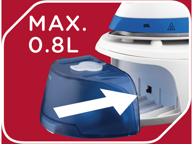Centro de planchado - OK OST 4522 BL, 2.200 W, 0.8 l, 4.5 bar, Antical, Cerámica, Blanco y azul
