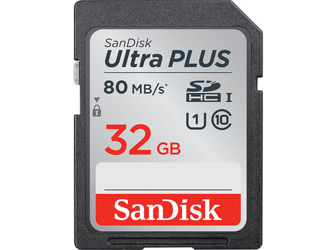 Tarjeta SDHC - WD SanDisk Ultra Plus, 32 GB, Clase 10, Gris