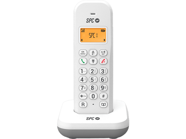 Teléfono - SPC KEOPS, Single, Inalámbrico, Agenda para 50 contactos, Modo Eco, Blanco