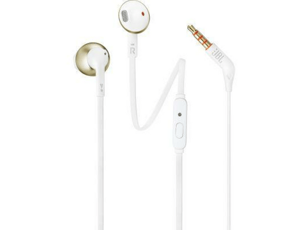 Auriculares de botón - JBL T205, Dentro de oído, Binaurale, Alámbrico, Champán y oro