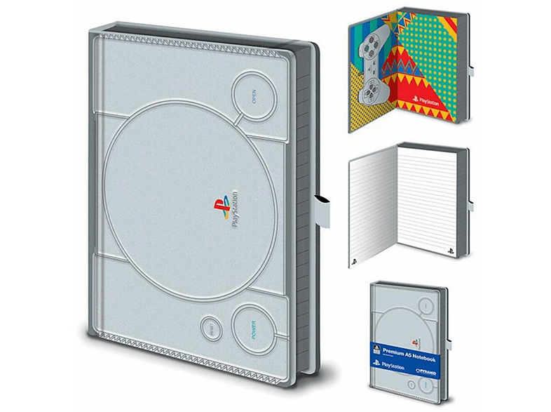 Libreta - Sherwood PlayStation PS1 Premium, A5 Premium, Cuero ecológico, Gris