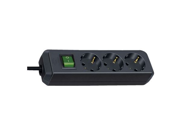 Regleta - Brennenstuhl 1152300015, 3 tomas AC, Cable 1.5m, Negro