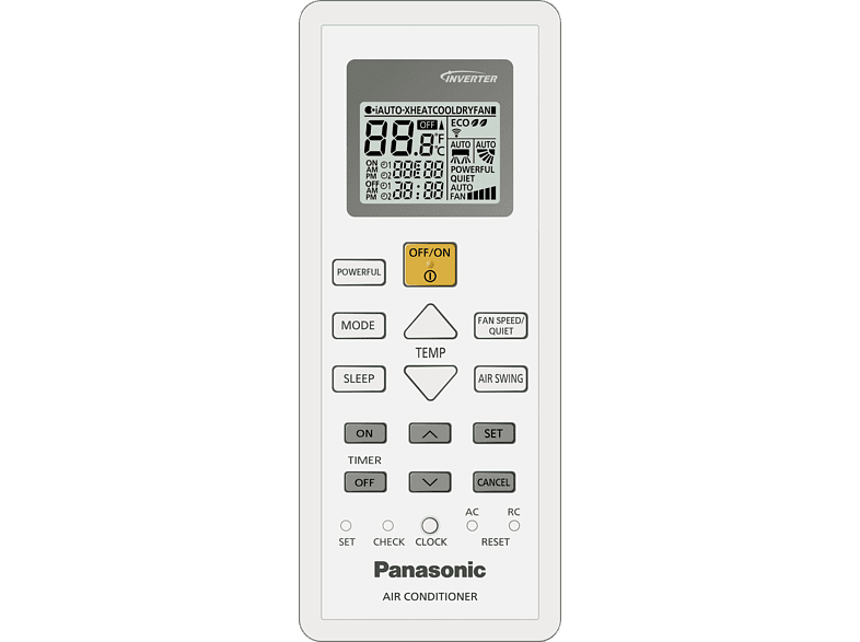 Aire acondicionado - Panasonic KIT-UZ25-ZKE, 2150 fg/h, Split 1x1, Función Inverter, Blanco