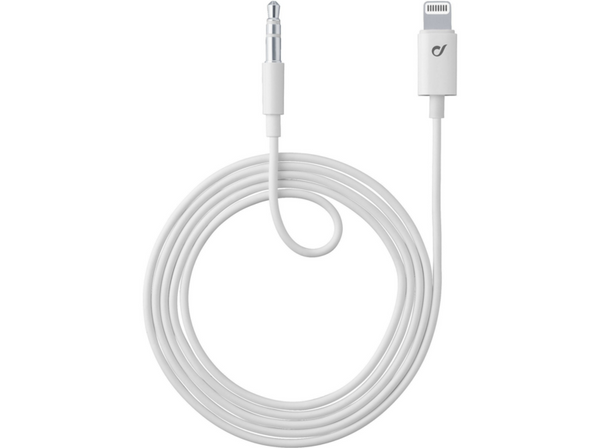 Cable USB - Cellular Line AUXMUSICMFIW, Jack 3,5mm, Lightning, Blanco