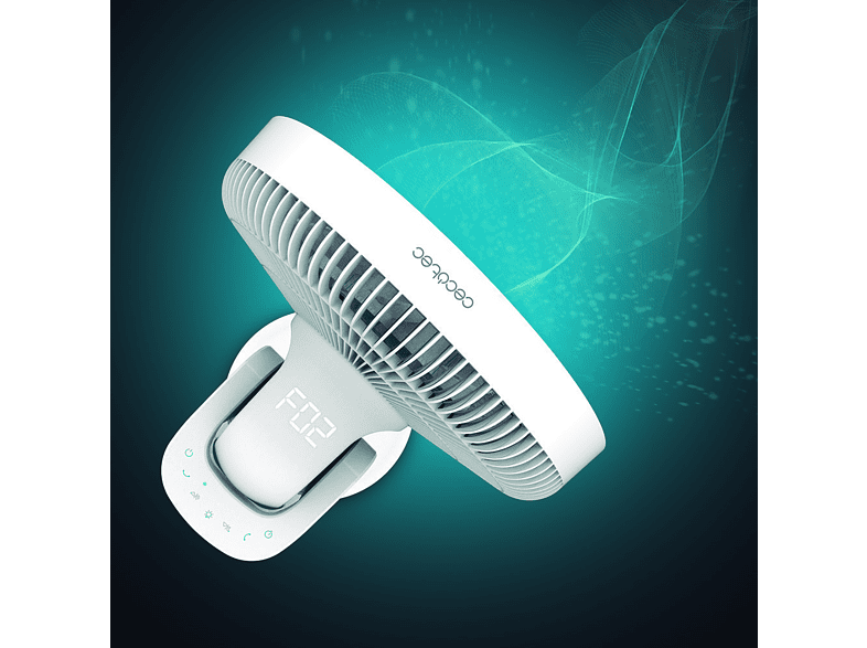 Ventilador de pie - Cecotec EnergySilence 2600 Sunflower Portable, Batería, 3en1, 22 W, 12 velocidades, Oscilación, Temporizador, Mando, Luz, Blanco