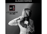 Plancha de pelo - Rowenta x Karl Lagerfeld Easyliss SF161LF0, 240 V, Revestimiento cerámico con turmalina, Monotemperatura 200 °C,  Negro y rojo