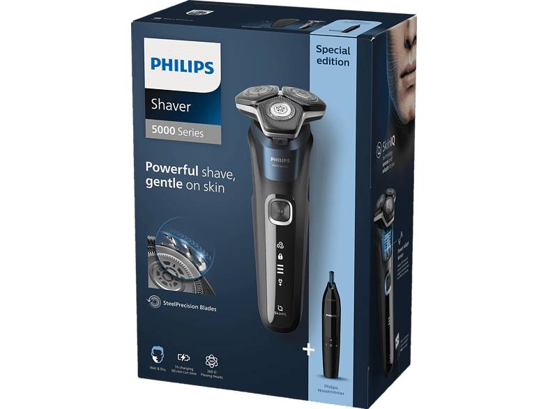 Afeitadora eléctrica - Philips S5889/11, Uso en seco y mojado, 60 min, Marrón