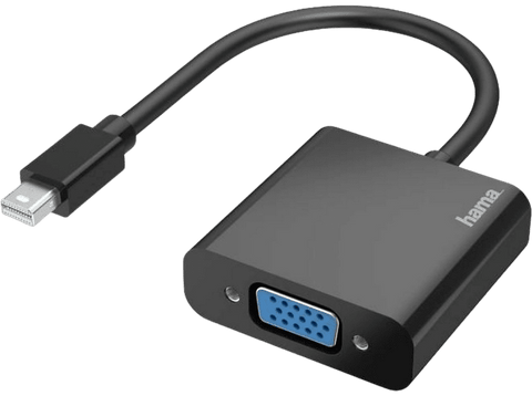 Adaptador - Hama 00200333, Mini DisplayPort Plug, Full-HD 1080p, Enchufe VGA, Negro