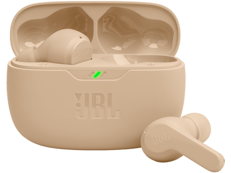 Auriculares True Wireless - JBL Wave Beam, 32 h de Autonomía, Carga rápida, Sonido ambiente, Beige