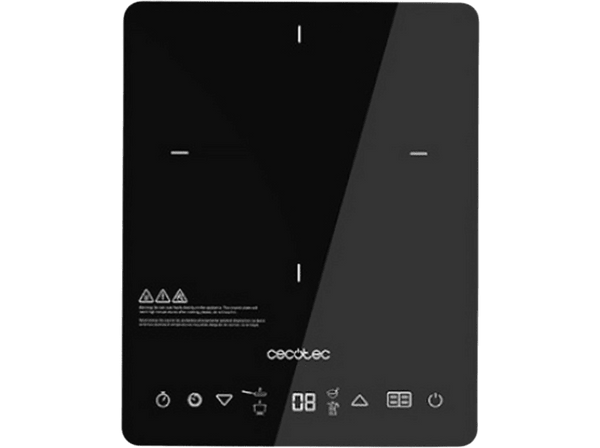 Placa de inducción - Cecotec C3069 Full Crystal Onyx, 2000 W, 10 Niveles de potencia, 4 Programas, Negro