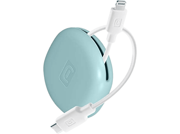 Cable USB - CellularLine Bag Cable, Portacable, USB - C a Lightning, 1 m, Universal, Azul