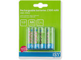 Pilas recargables - Isy IAB-2002, 4 pilas AA 2300 mAh