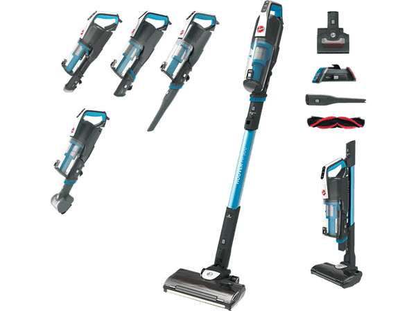 Aspirador escoba - Hoover HF500 HF522 STP 011, 15500Pa, 45min, Rodillo antienredos, Motor Direct Impulse, Carga Rápida, luces LED, Azul