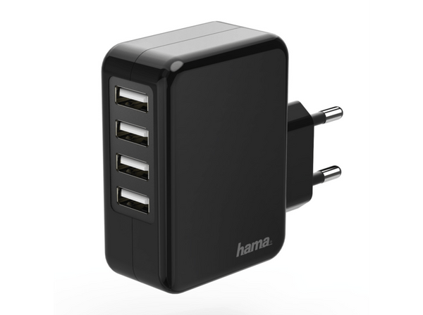 Cargador - HAMA 173676 CARGADOR AUTO-DETECT 4 PUERTOS, 5V/4,8A