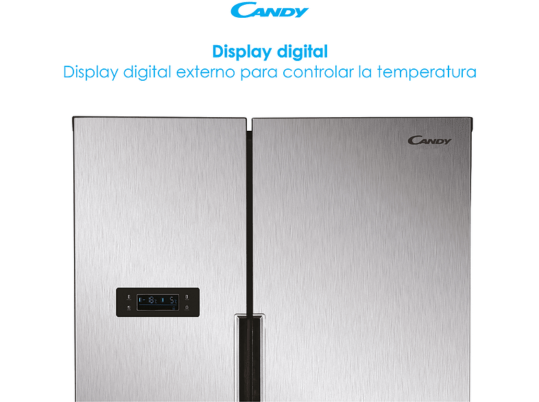 Frigorífico americano - Candy CHSBSO 6174XWD, 529l, Total No Frost, Motor Inverter, 177cm, Dispensador agua, Inox