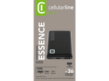 Powerbank - Cellular Line PBESSENCE5000K, 5000 mAh, Universal, 12 W, USB-A / USB-C / MicroUSB, Negro