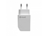 Cargador - Muvit MCACC0003, 18W, 2 USB, Carga rápida, 4.8A, Blanco