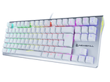 Teclado gaming - Newskill SERIKE IVORY TKL RED, Anti-ghosting, Retroiluminación, TenKeyLess, Blanco