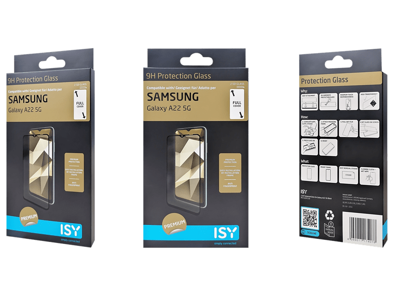 Protector pantalla - ISY IPG 5128-2.5D, Para Samsung Galaxy A22 5G, 6.6, Vidrio templado, Transparente