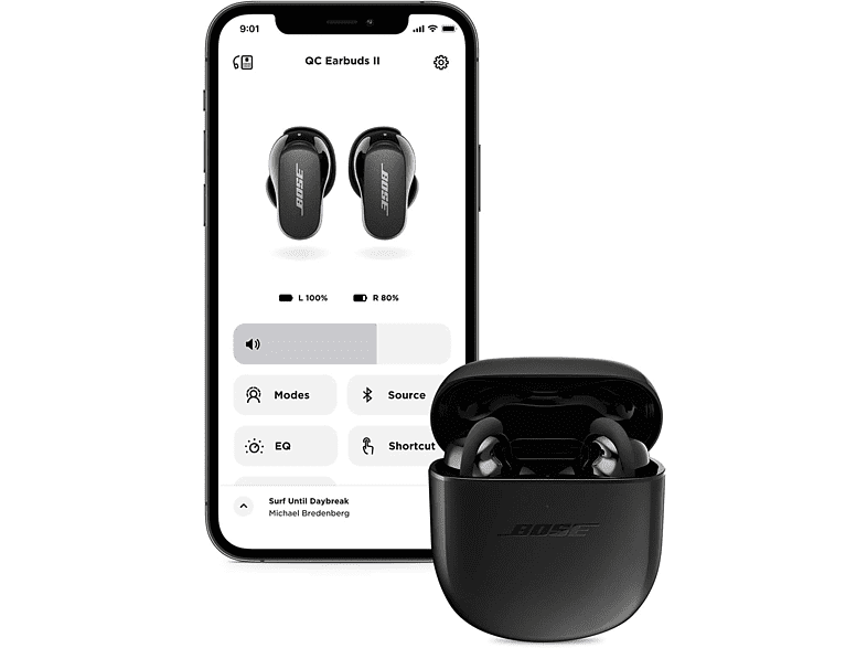 Auriculares True Wireless - Bose QuietComfort Earbuds II, Intraurales, Cancelación de ruido, 6h, Bluetooth, Negro