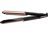 Plancha de pelo - Babyliss Straight & Curl Brilliance ST482E, 48 W, Tecnología iónica, Hasta 235°C, Negro/Rosa