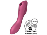 Vibrador - Satisfyer Curvy Trinity, 3 en 1, 11 Intensidades, 12 Programas, 3 Motores, AirPulse, Rojo