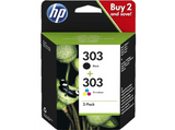Cartucho de tinta - HP 303 Combo 2 Pack, Negro y Tricolor, 3YM92AE