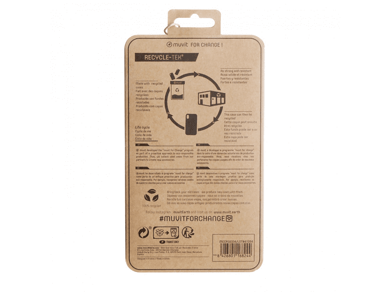 Funda - Muvit Recycletek, Para Apple iPhone 14, TPU, Trasera, Transparente