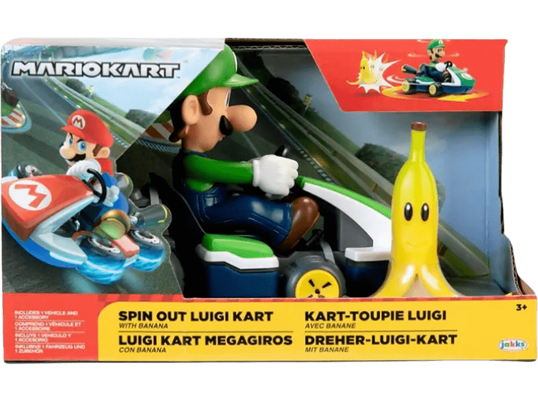 Figura - Sherwood Nintendo Spin Out Mario Kart - Luigi, PVC, 6 cm, Multicolor