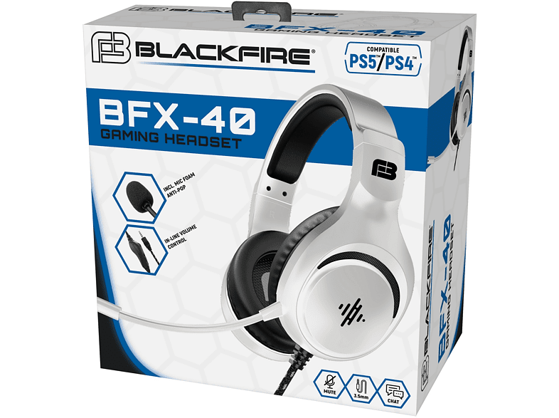 Auriculares gaming - Ardistel BLACKFIRE® Gaming Headset BFX-40, Para PS5™ y PS4™, No Bluetooth, Cable 1.2m, Blanco