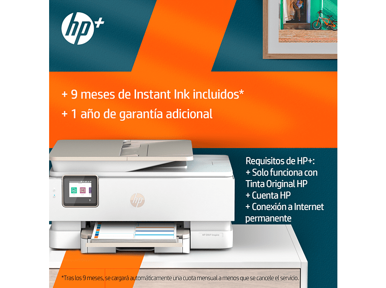 Impresora multifunción - HP Envy Inspire 7924e, WiFi, USB, 9 meses de impresión Instant Ink con HP+, doble cara