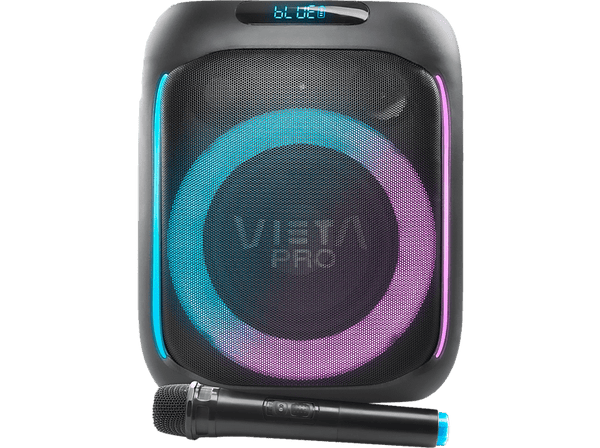 Altavoz de gran potencia - Vieta Pro Party 5, 100W, True Wireless, Micrófono inalámbrico, FM, Karaoke, Negro