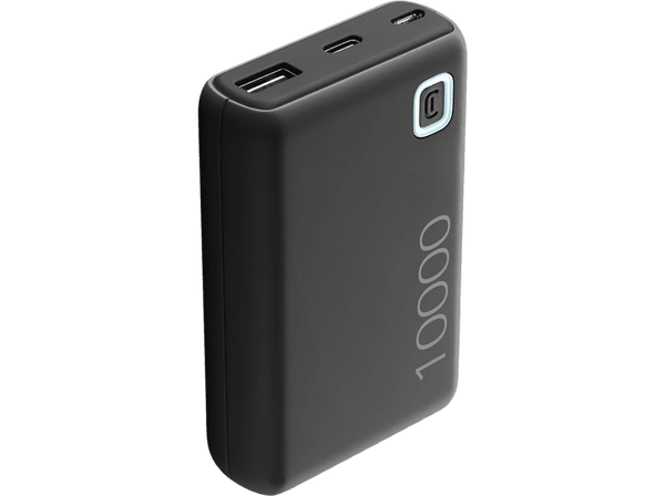 Powerbank - Cellular Line PBESSENCE10000K, 10000 mAh, Universal, 12 W, USB-A / USB-C / MicroUSB, Negro