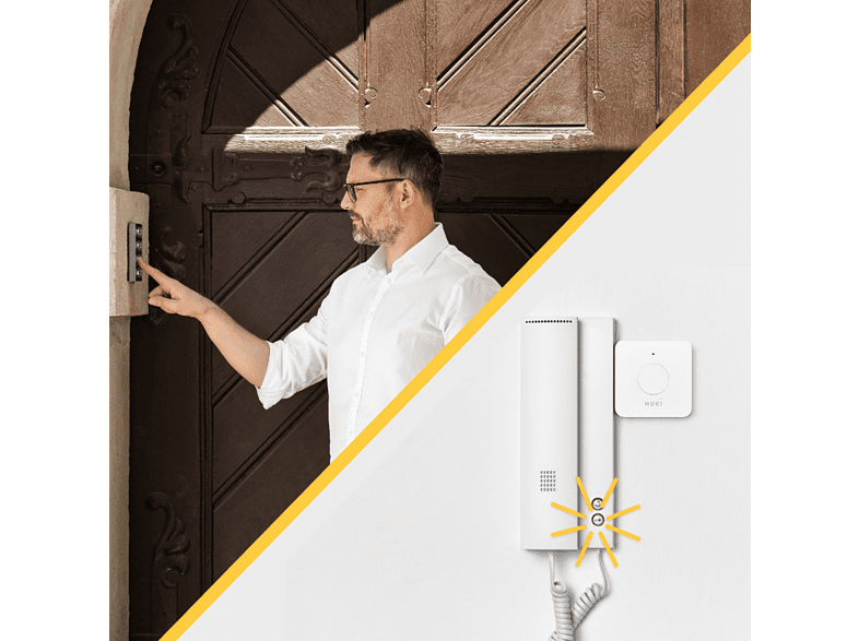 Cerradura electrónica - Nuki Opener White, Abrepuertas, Bluetooth, Controla el interfono, Blanco