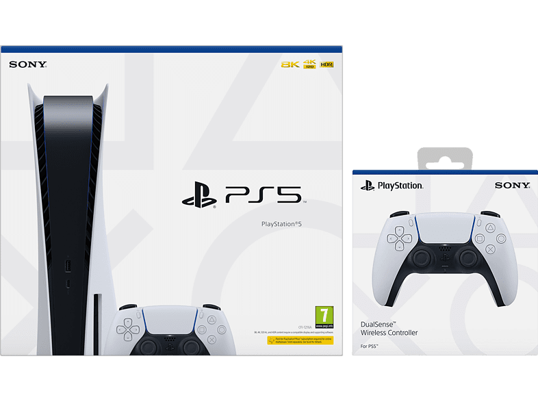Consola - Sony PS5 Stand C, 825 GB, Blanco + 1 Mando extra Dualsense Blanco